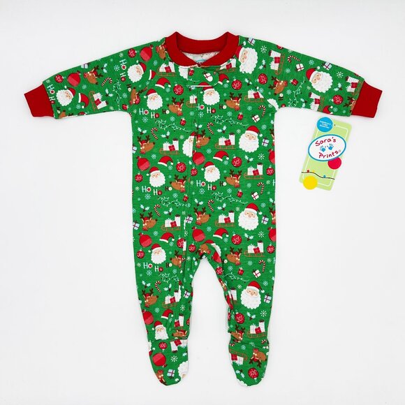 NWT Sara's Prints Baby HoHoHo Santa Footed Pajama Size 6M - Picture 1 of 6
